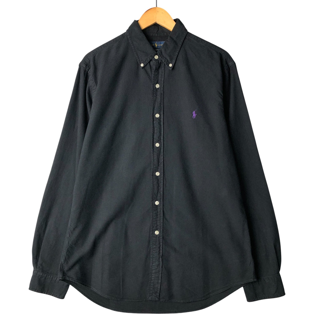 Ralph Lauren Slim Fit Long Sleeve Button-Down Shirt, Men's Size L cotton black type Vintage Second Hand