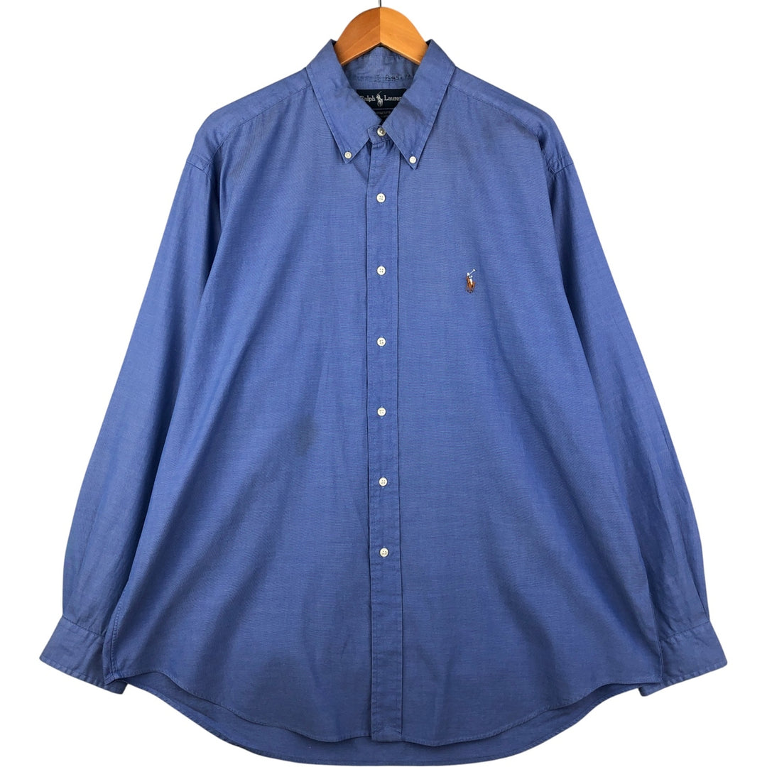 Ralph Lauren YARMOUTH short-sleeved button-down shirt, men's size XL cotton blue type Vintage Second Hand