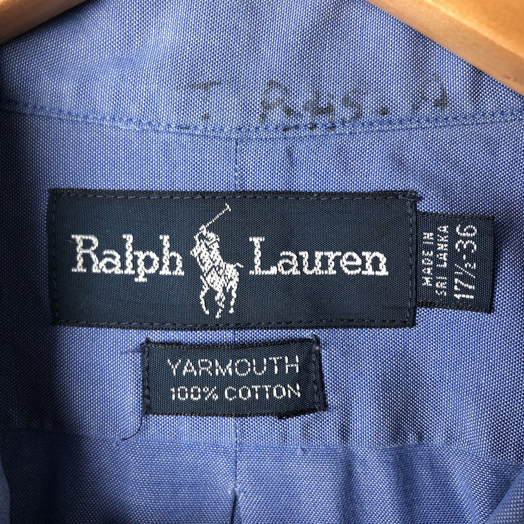 Ralph Lauren YARMOUTH short-sleeved button-down shirt, men's size XL cotton blue type Vintage Second Hand