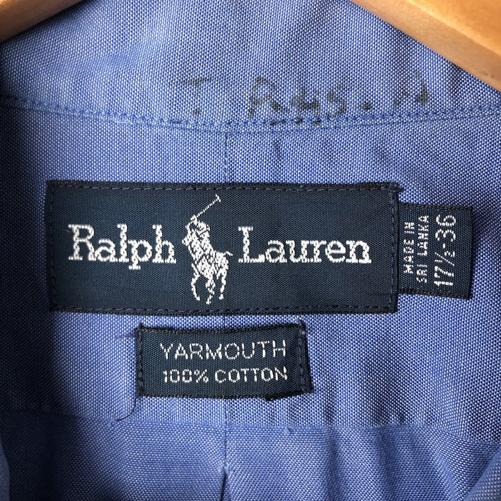 Ralph Lauren YARMOUTH short-sleeved button-down shirt, men's size XL cotton blue type Vintage Second Hand