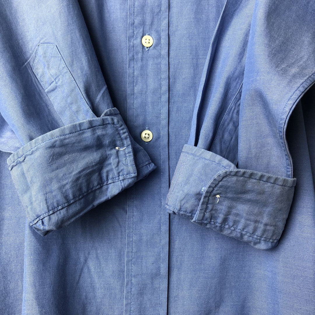 Ralph Lauren YARMOUTH short-sleeved button-down shirt, men's size XL cotton blue type Vintage Second Hand