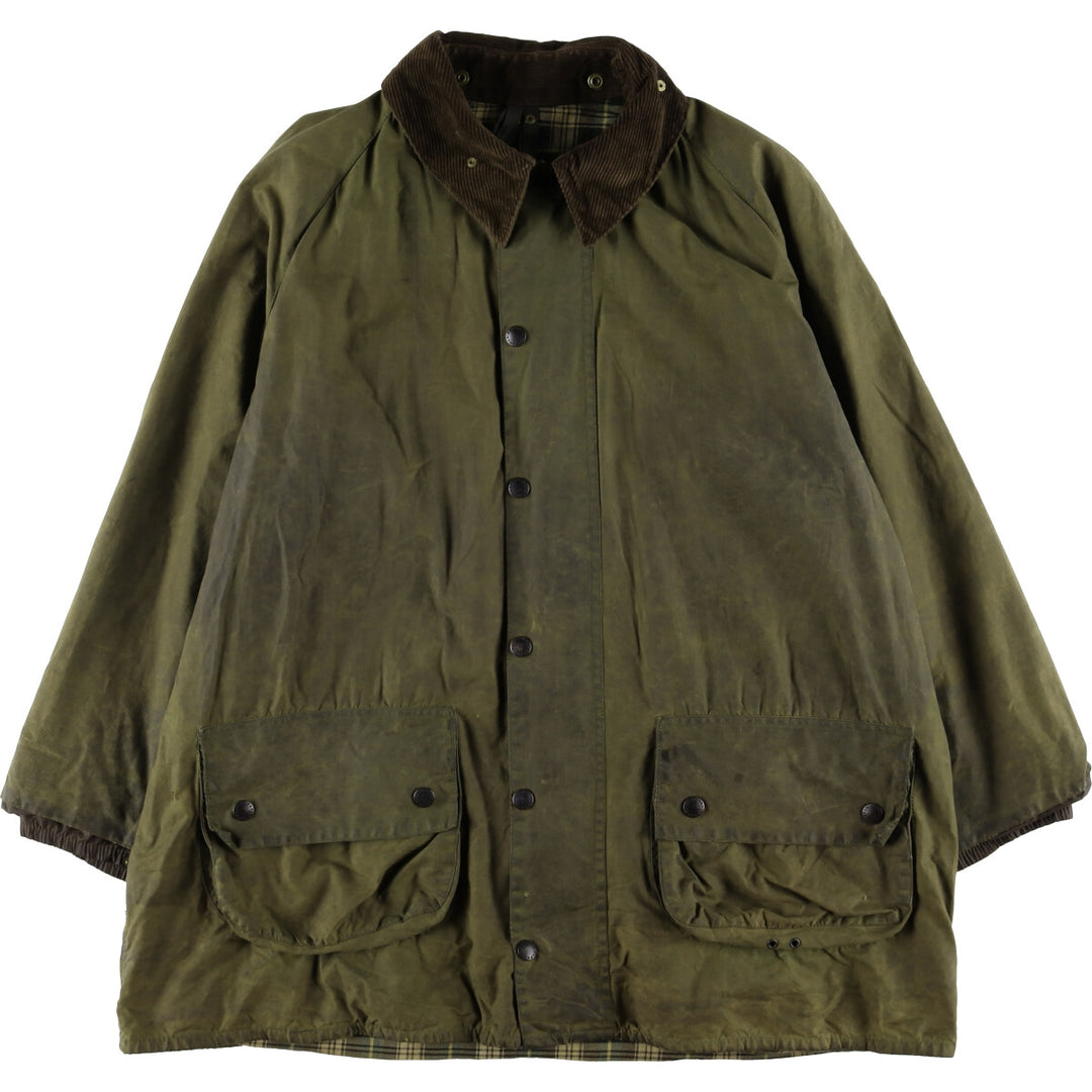 80s-90'S Barbour GAMEFAIR 3-Warrant Waxed Cotton Oiled Jacket, Made in England, C46, Men's XL cotton Khaki type Vintage Second Hand