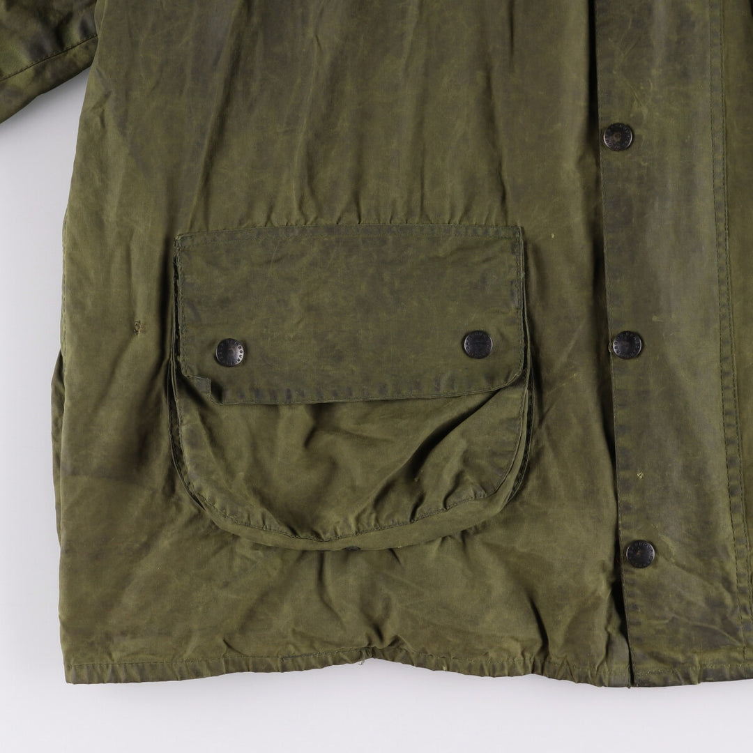 80s-90'S Barbour GAMEFAIR 3-Warrant Waxed Cotton Oiled Jacket, Made in England, C46, Men's XL cotton Khaki type Vintage Second Hand