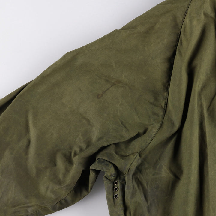 80s-90'S Barbour GAMEFAIR 3-Warrant Waxed Cotton Oiled Jacket, Made in England, C46, Men's XL cotton Khaki type Vintage Second Hand
