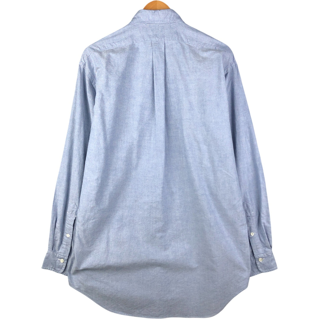Ralph Lauren pullover half-button long-sleeved button-down shirt, men's size M cotton Blue type light blue Vintage Second Hand