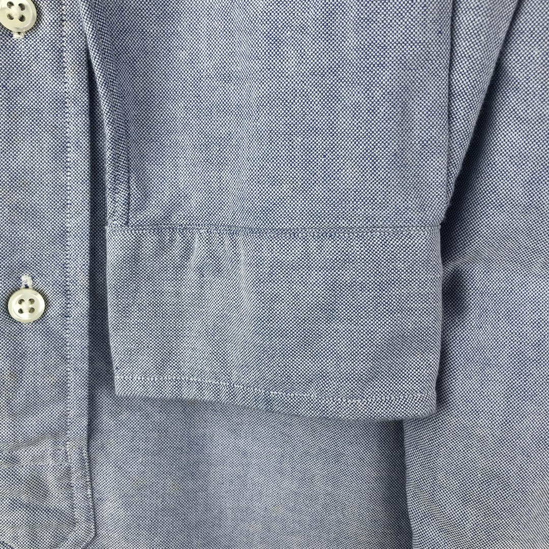 Ralph Lauren pullover half-button long-sleeved button-down shirt, men's size M cotton Blue type light blue Vintage Second Hand