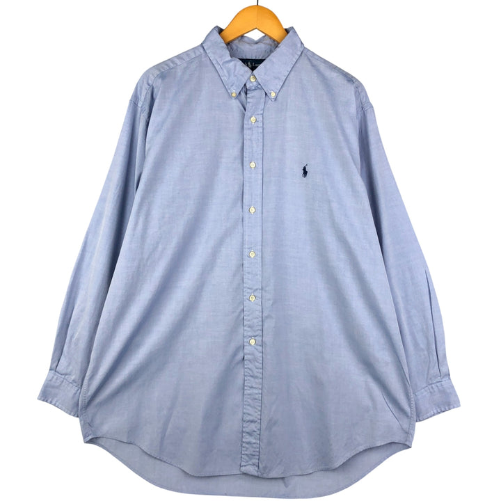 Ralph Lauren YARMOUTH long sleeve button down shirt, men's XL size cotton Blue type light blue Vintage Second Hand