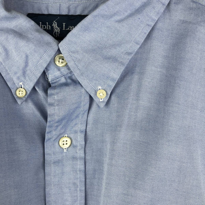 Ralph Lauren YARMOUTH long sleeve button down shirt, men's XL size cotton Blue type light blue Vintage Second Hand
