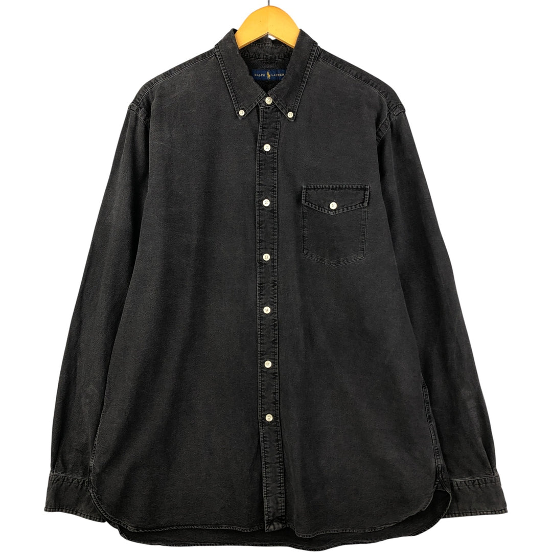 Ralph Lauren long sleeve button down shirt, men's XL size cotton Charcoal Vintage Second Hand