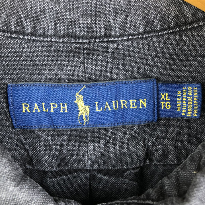 Ralph Lauren long sleeve button down shirt, men's XL size cotton Charcoal Vintage Second Hand