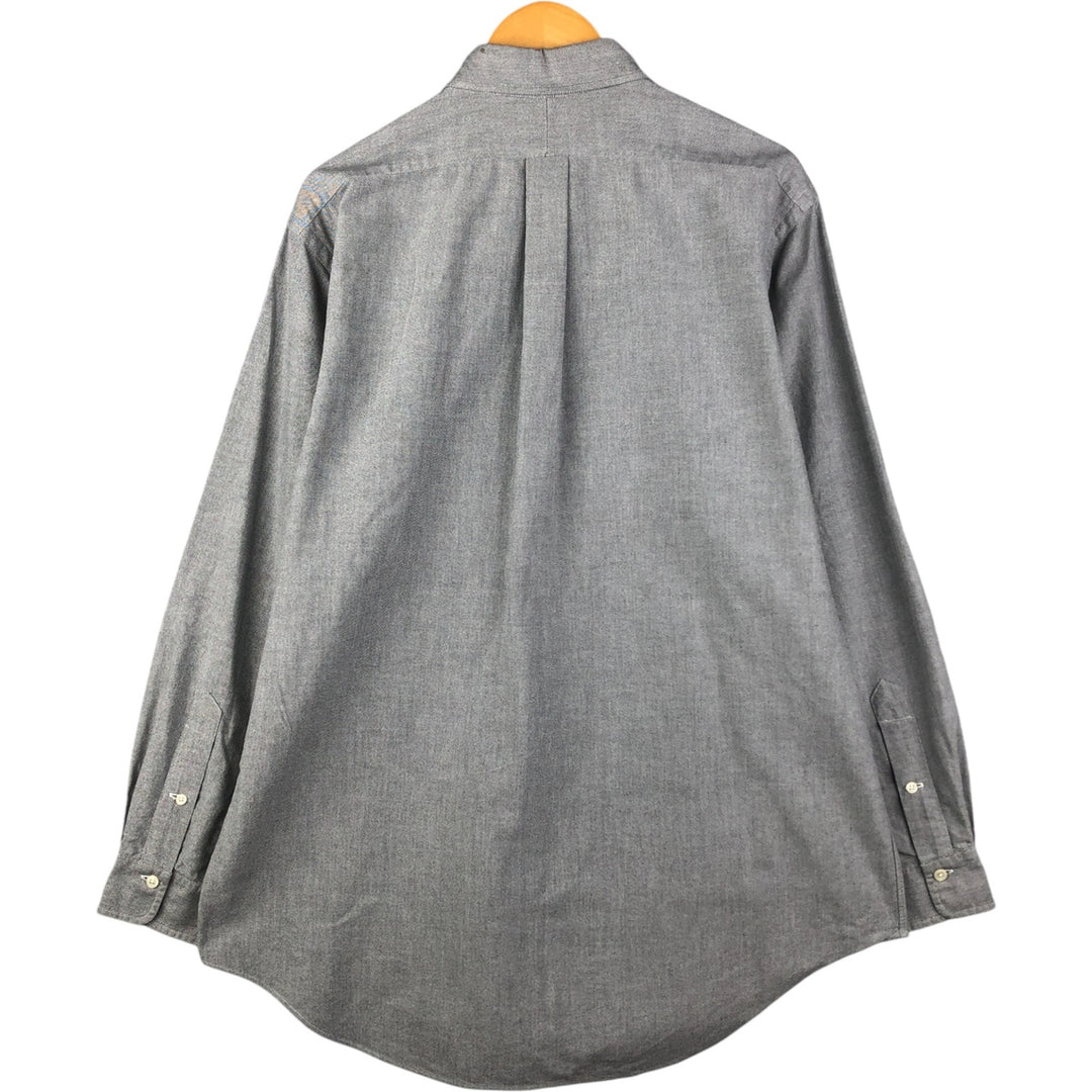 Ralph Lauren long sleeve button down shirt, men's size L cotton gray type Vintage Second Hand