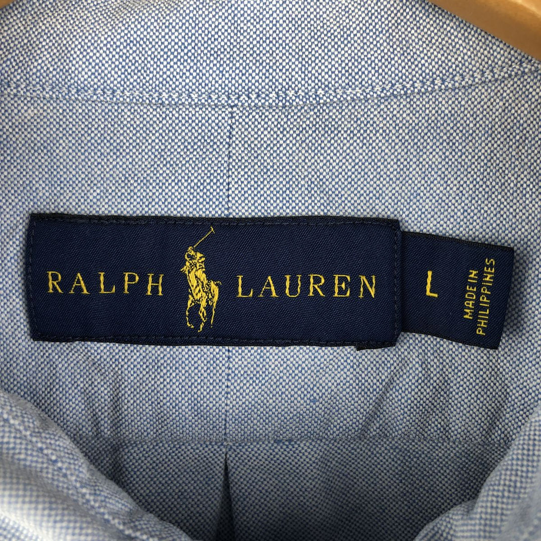 Ralph Lauren long sleeve button down shirt, men's size L cotton Blue type light blue Vintage Second Hand