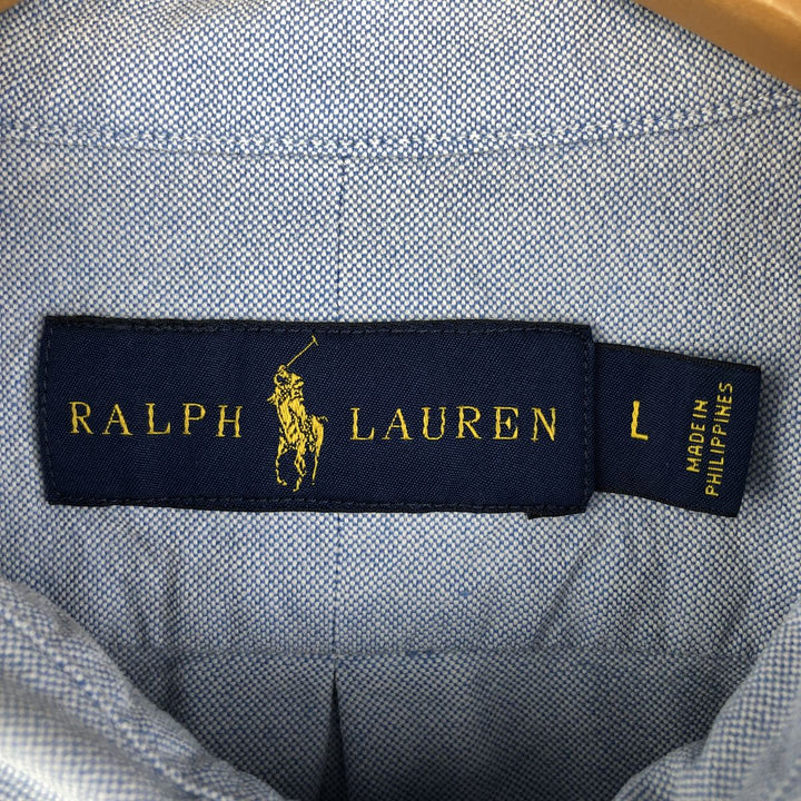 Ralph Lauren long sleeve button down shirt, men's size L cotton Blue type light blue Vintage Second Hand