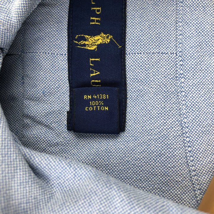 Ralph Lauren long sleeve button down shirt, men's size L cotton Blue type light blue Vintage Second Hand