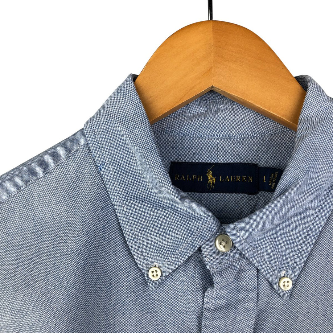 Ralph Lauren long sleeve button down shirt, men's size L cotton Blue type light blue Vintage Second Hand
