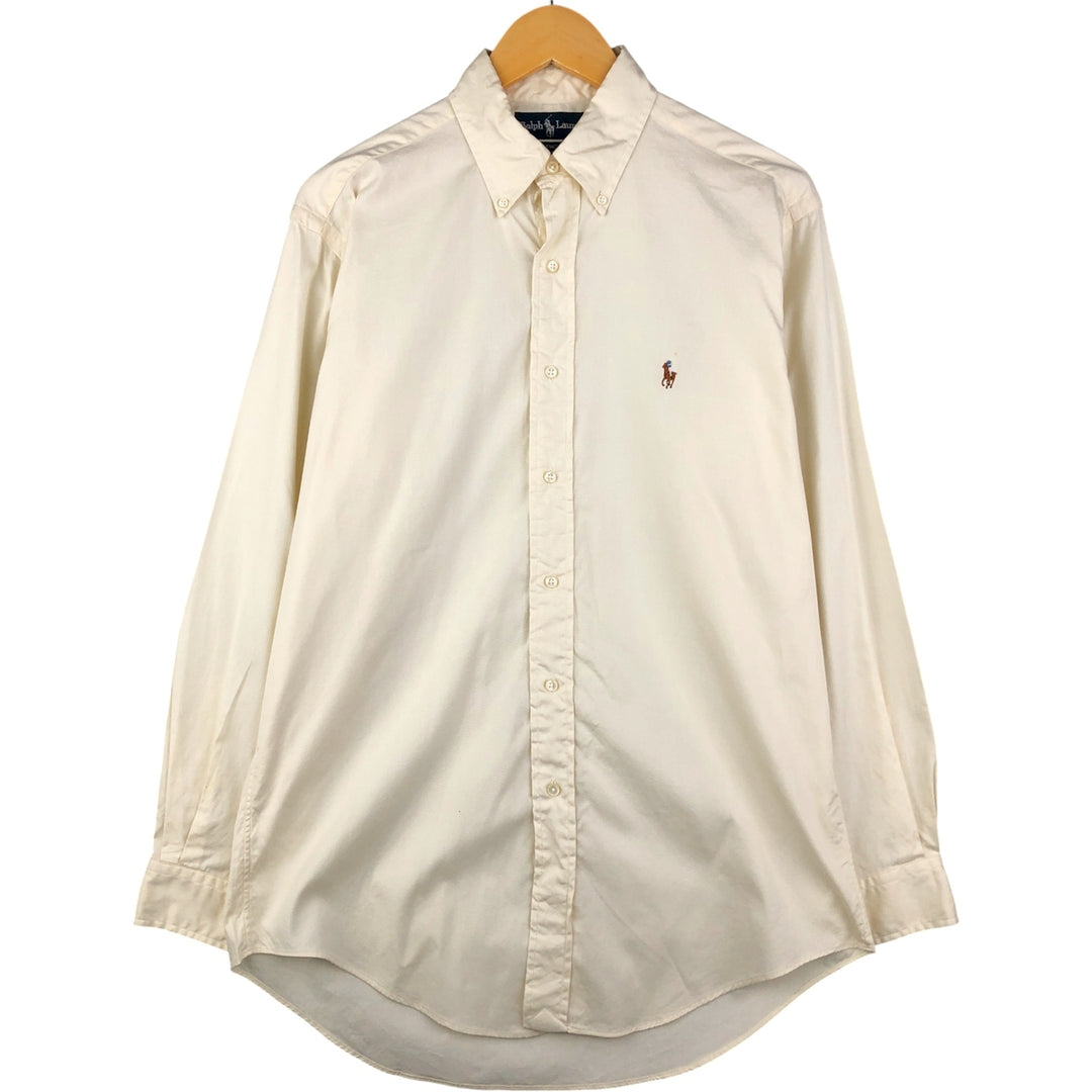 Ralph Lauren YARMOUTH long sleeve button down shirt, men's size M cotton unbleached Vintage Second Hand