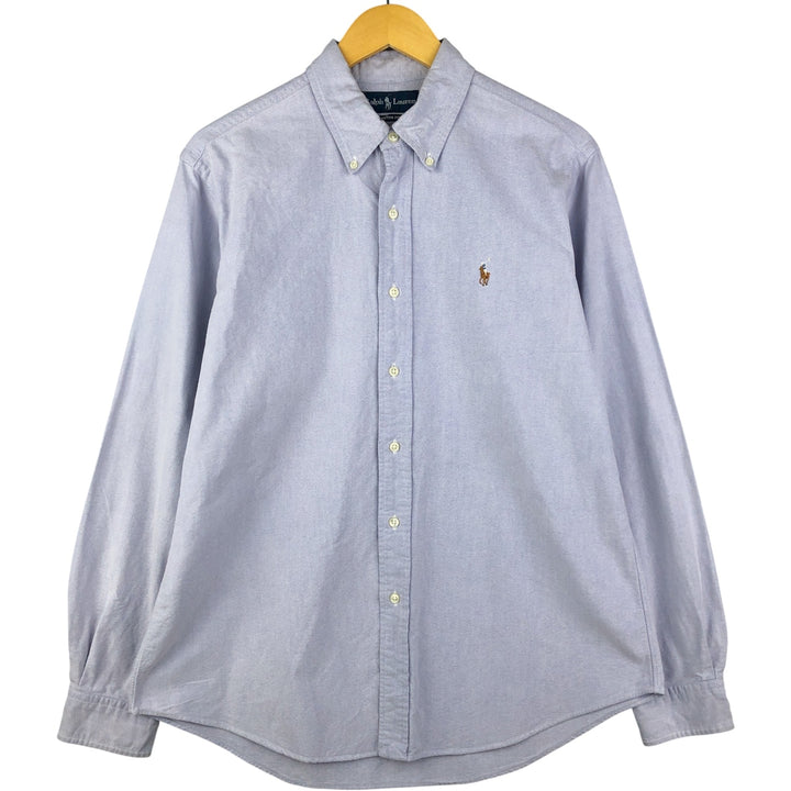 Ralph Lauren CUSTOM FIT long sleeve button down shirt, men's size L cotton Blue type light blue Vintage Second Hand