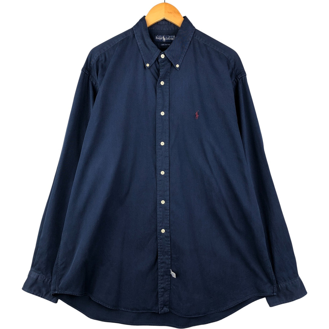 Ralph Lauren long sleeve button down shirt, men's XL size cotton navy blue type Vintage Second Hand