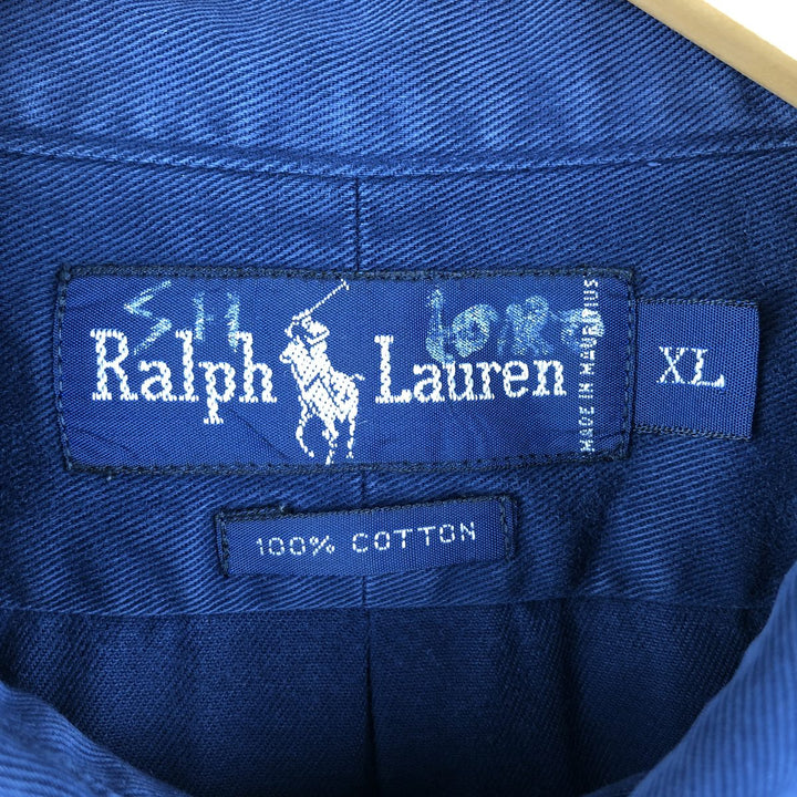 Ralph Lauren long sleeve button down shirt, men's XL size cotton navy blue type Vintage Second Hand