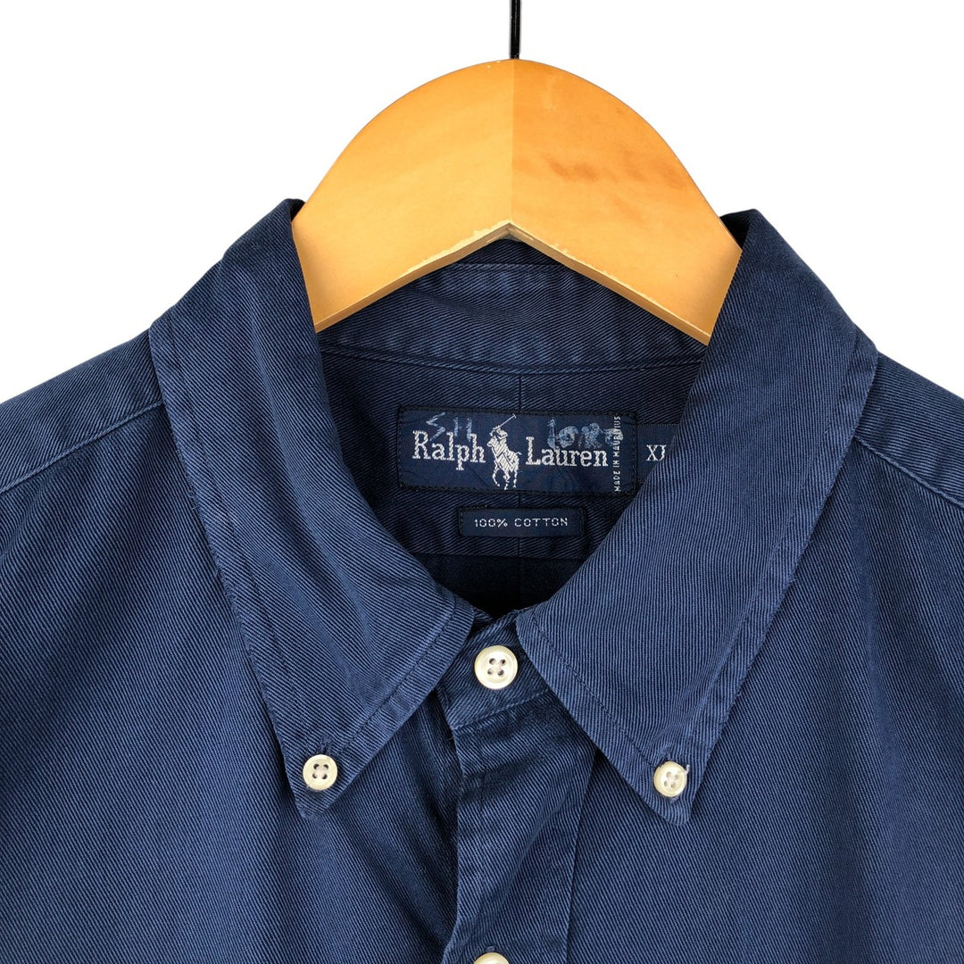 Ralph Lauren long sleeve button down shirt, men's XL size cotton navy blue type Vintage Second Hand