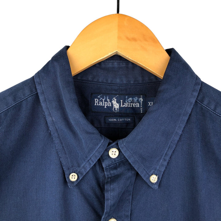 Ralph Lauren long sleeve button down shirt, men's XL size cotton navy blue type Vintage Second Hand