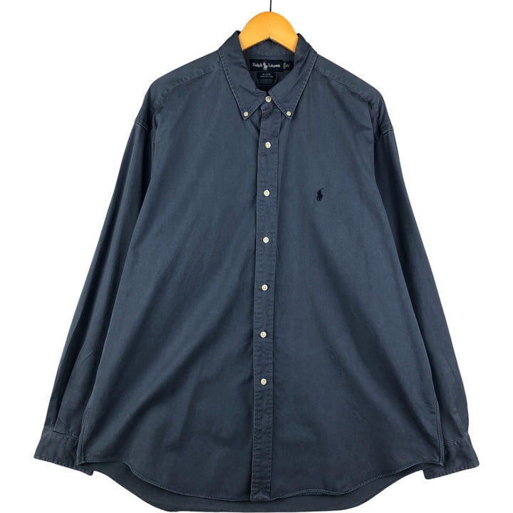 Ralph Lauren BLAKE long sleeve button down shirt, men's XL size cotton Navy blue Vintage Second Hand