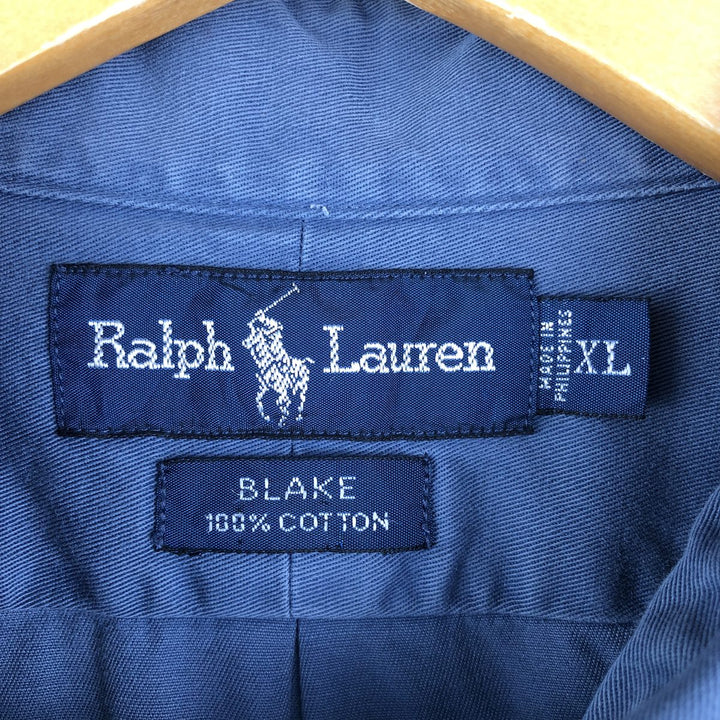 Ralph Lauren BLAKE long sleeve button down shirt, men's XL size cotton Navy blue Vintage Second Hand