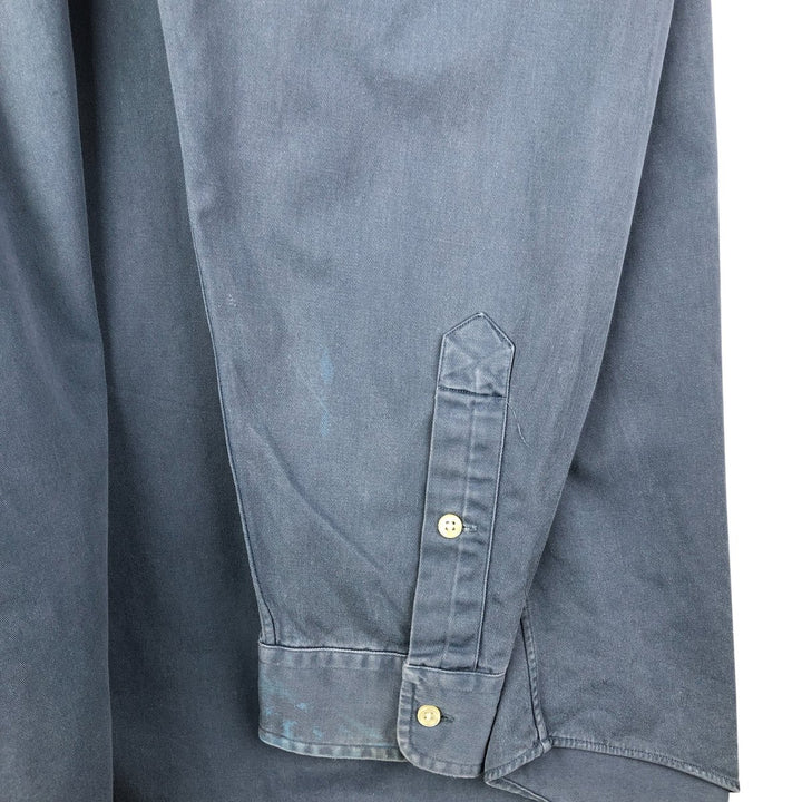 Ralph Lauren BLAKE long sleeve button down shirt, men's XL size cotton Navy blue Vintage Second Hand