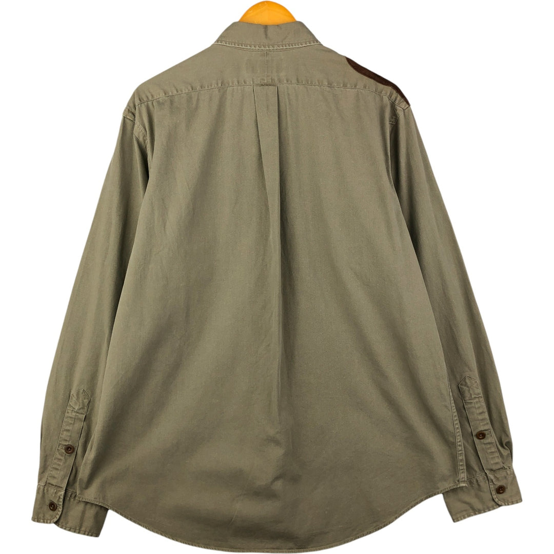 Ralph Lauren POLO by Ralph Lauren long sleeve cotton shirt, men's XL size cotton Khaki type Vintage Second Hand