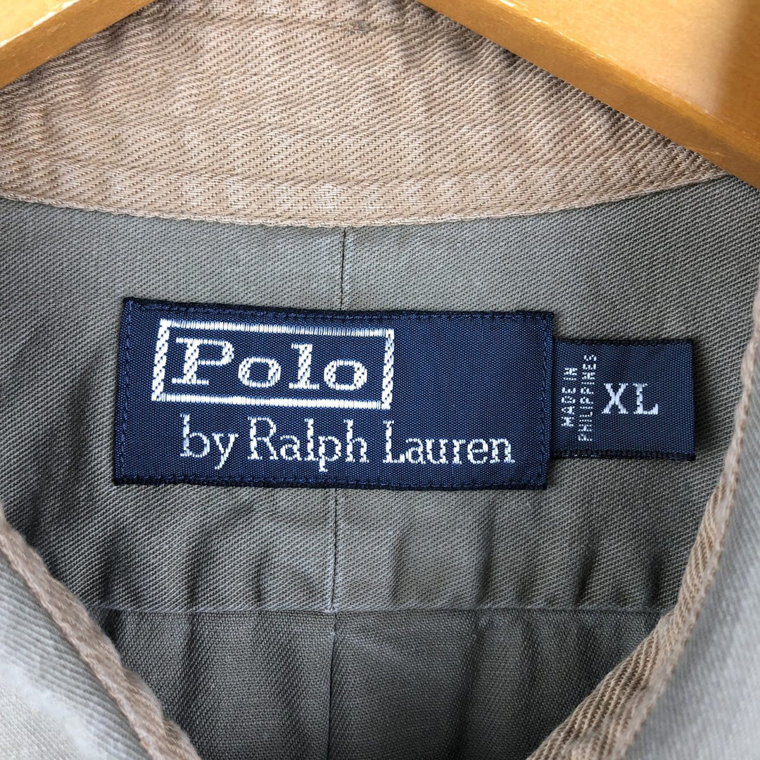 Ralph Lauren POLO by Ralph Lauren long sleeve cotton shirt, men's XL size cotton Khaki type Vintage Second Hand