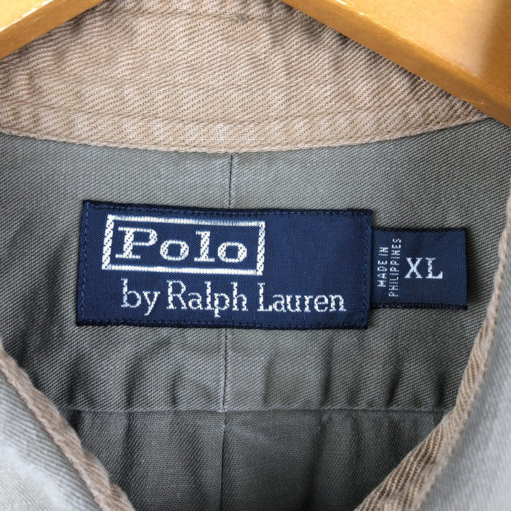 Ralph Lauren POLO by Ralph Lauren long sleeve cotton shirt, men's XL size cotton Khaki type Vintage Second Hand