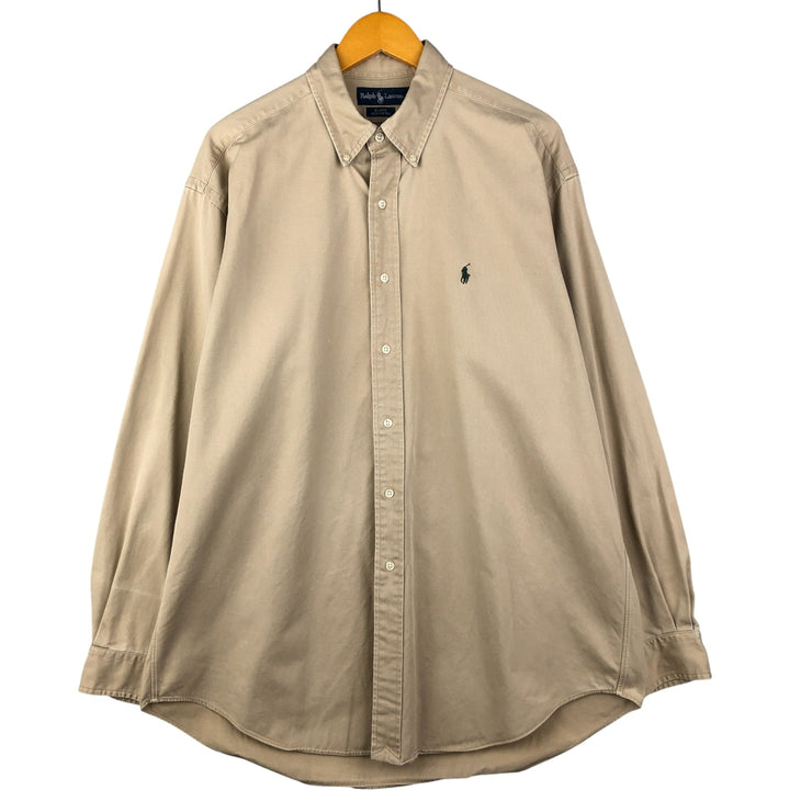 Ralph Lauren BLAKE long sleeve button down shirt, men's size L cotton Beige type Vintage Second Hand