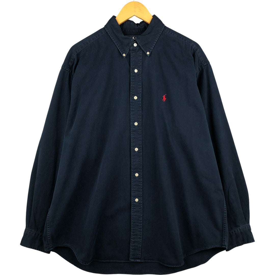 Ralph Lauren BLAIRE long sleeve button down shirt, men's XL size cotton navy blue type Vintage Second Hand