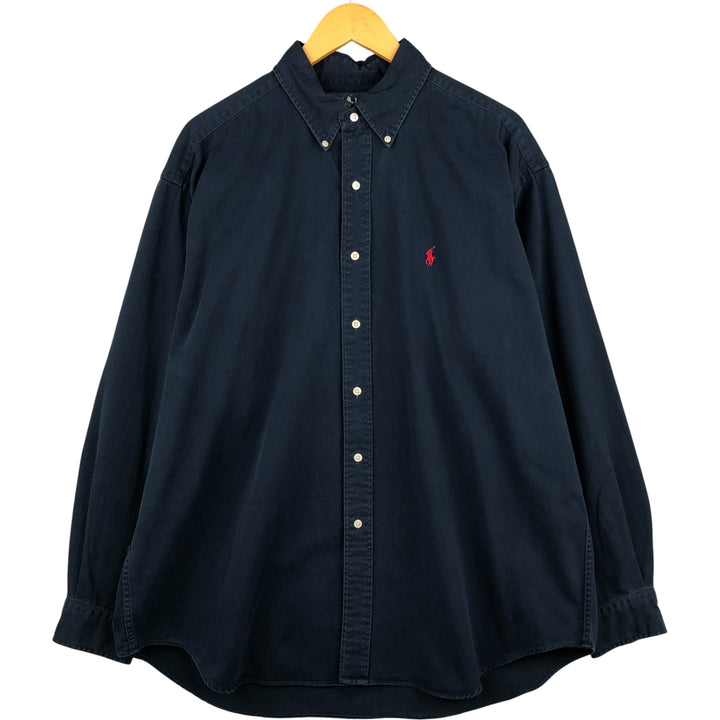 Ralph Lauren BLAIRE long sleeve button down shirt, men's XL size cotton navy blue type Vintage Second Hand