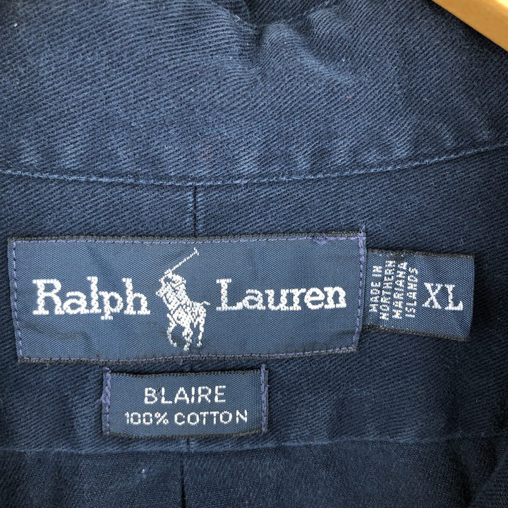 Ralph Lauren BLAIRE long sleeve button down shirt, men's XL size cotton navy blue type Vintage Second Hand