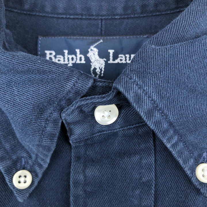 Ralph Lauren BLAIRE long sleeve button down shirt, men's XL size cotton navy blue type Vintage Second Hand