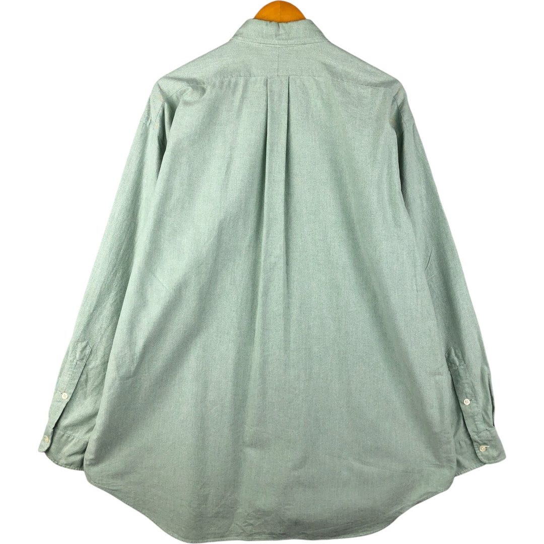 Ralph Lauren BIG SHIRT Long sleeve button down shirt Men's size L cotton green type Vintage Second Hand