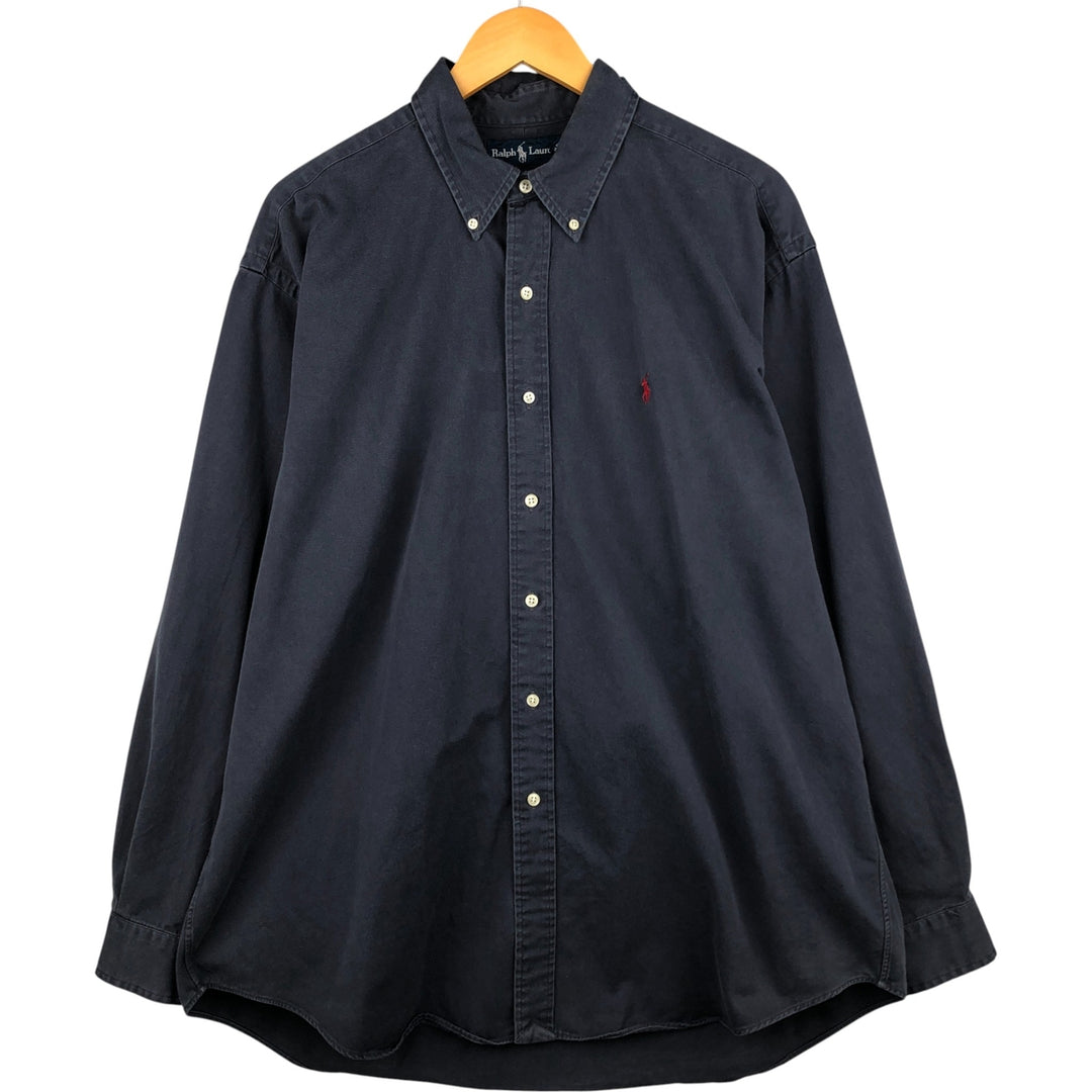 Ralph Lauren BLAKE long sleeve button down shirt, men's XL size cotton navy blue type Vintage Second Hand