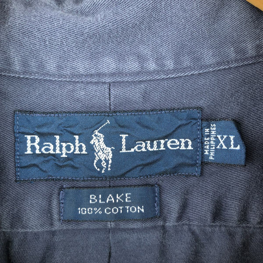 Ralph Lauren BLAKE long sleeve button down shirt, men's XL size cotton navy blue type Vintage Second Hand