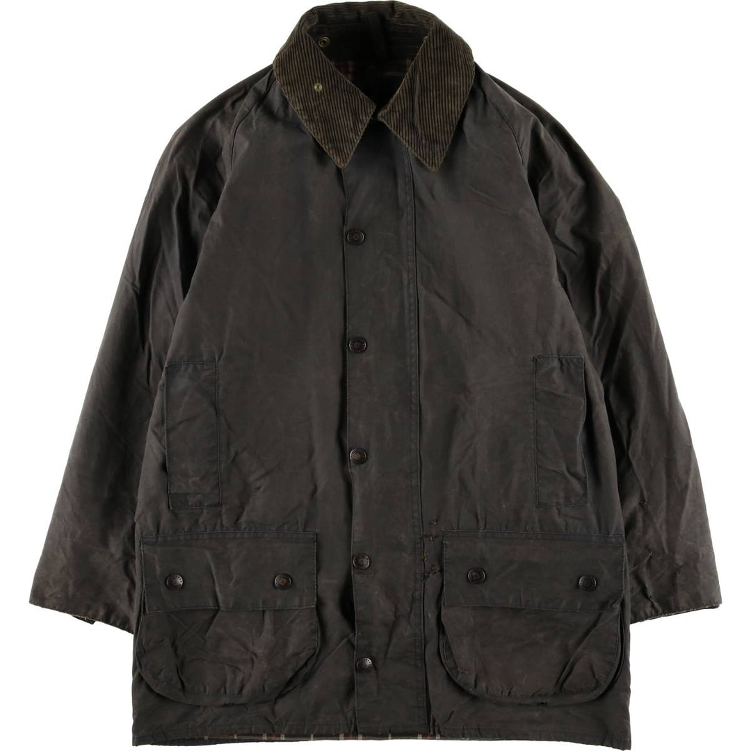 1990'S Barbour Beaufort 3 Warrant Oiled Hunting Jacket, Made in England, C38, Men's Size M cotton gray type Vintage Second Hand