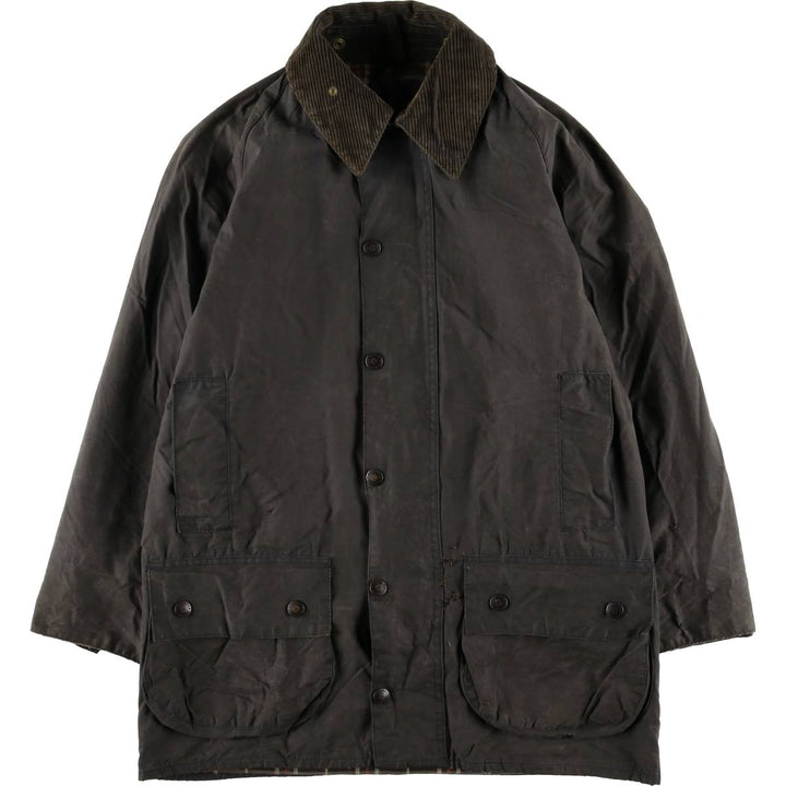 1990'S Barbour Beaufort 3 Warrant Oiled Hunting Jacket, Made in England, C38, Men's Size M cotton gray type Vintage Second Hand