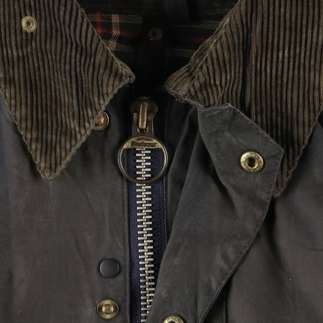 1990'S Barbour Beaufort 3 Warrant Oiled Hunting Jacket, Made in England, C38, Men's Size M cotton gray type Vintage Second Hand