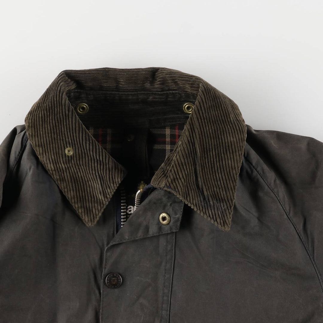1990'S Barbour Beaufort 3 Warrant Oiled Hunting Jacket, Made in England, C38, Men's Size M cotton gray type Vintage Second Hand