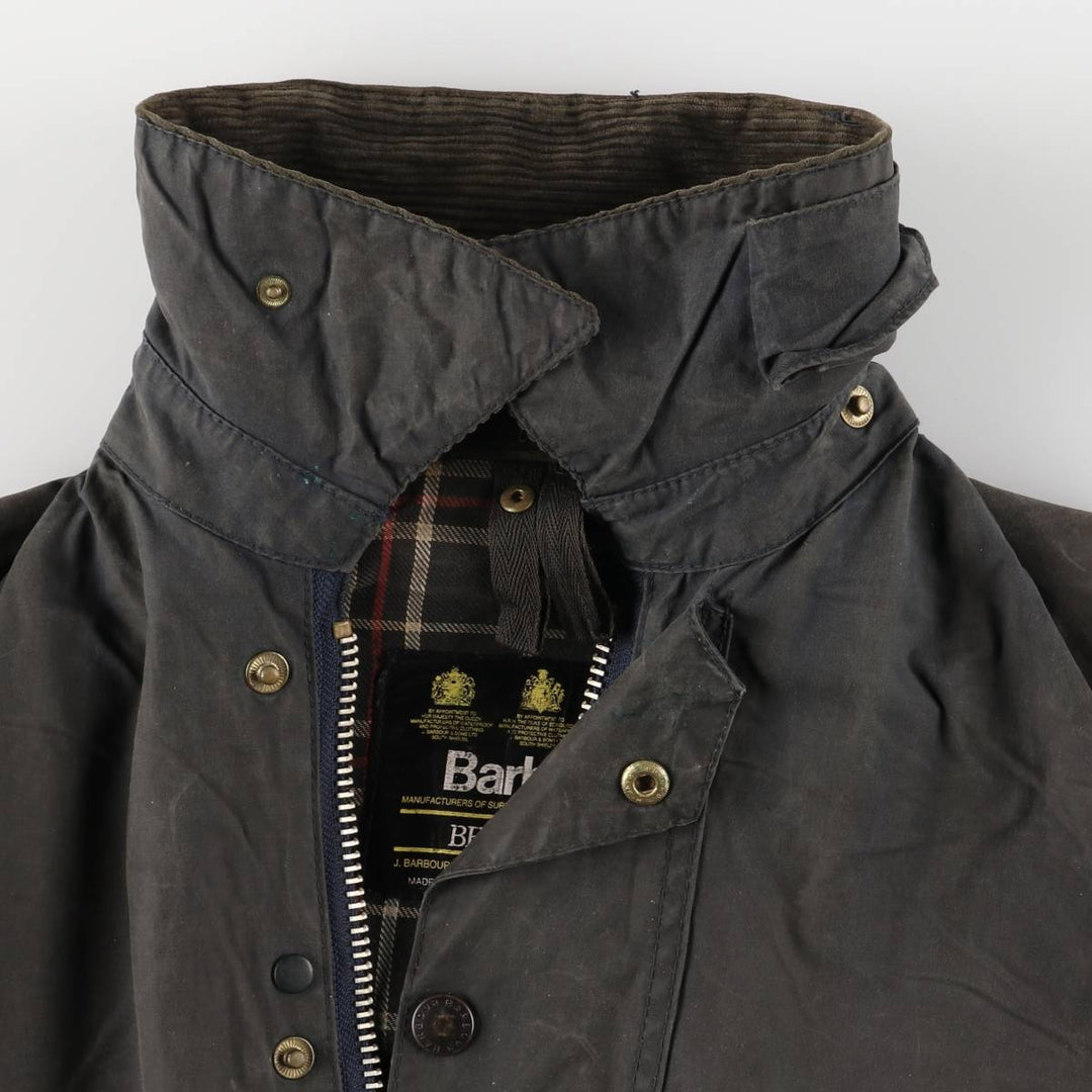 1990'S Barbour Beaufort 3 Warrant Oiled Hunting Jacket, Made in England, C38, Men's Size M cotton gray type Vintage Second Hand