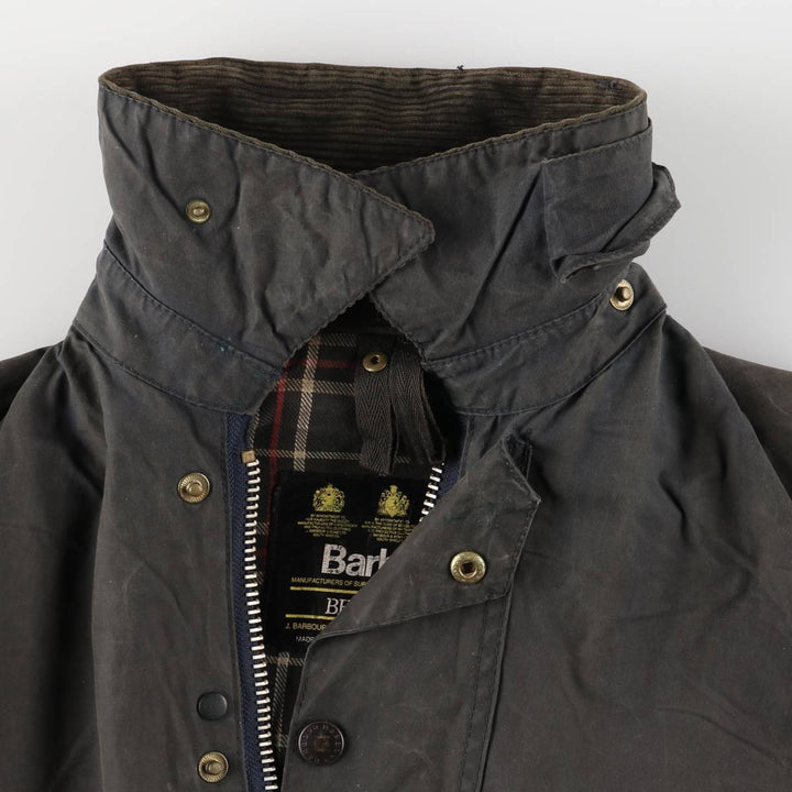 1990'S Barbour Beaufort 3 Warrant Oiled Hunting Jacket, Made in England, C38, Men's Size M cotton gray type Vintage Second Hand