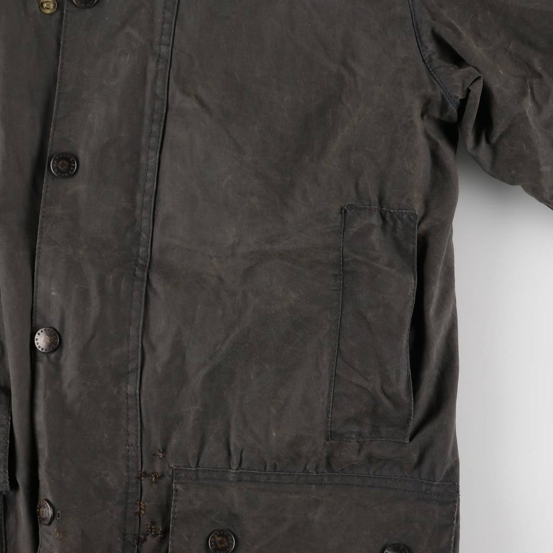1990'S Barbour Beaufort 3 Warrant Oiled Hunting Jacket, Made in England, C38, Men's Size M cotton gray type Vintage Second Hand
