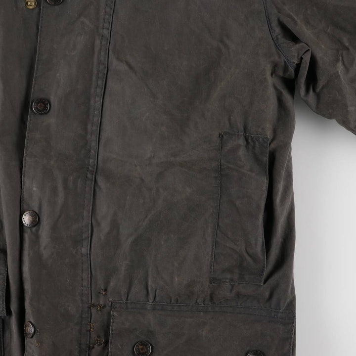 1990'S Barbour Beaufort 3 Warrant Oiled Hunting Jacket, Made in England, C38, Men's Size M cotton gray type Vintage Second Hand