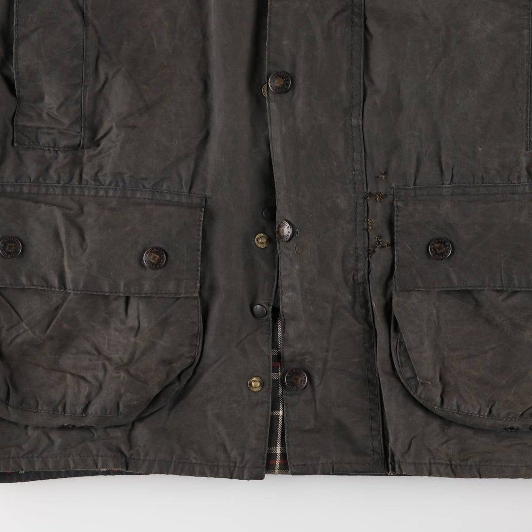 1990'S Barbour Beaufort 3 Warrant Oiled Hunting Jacket, Made in England, C38, Men's Size M cotton gray type Vintage Second Hand