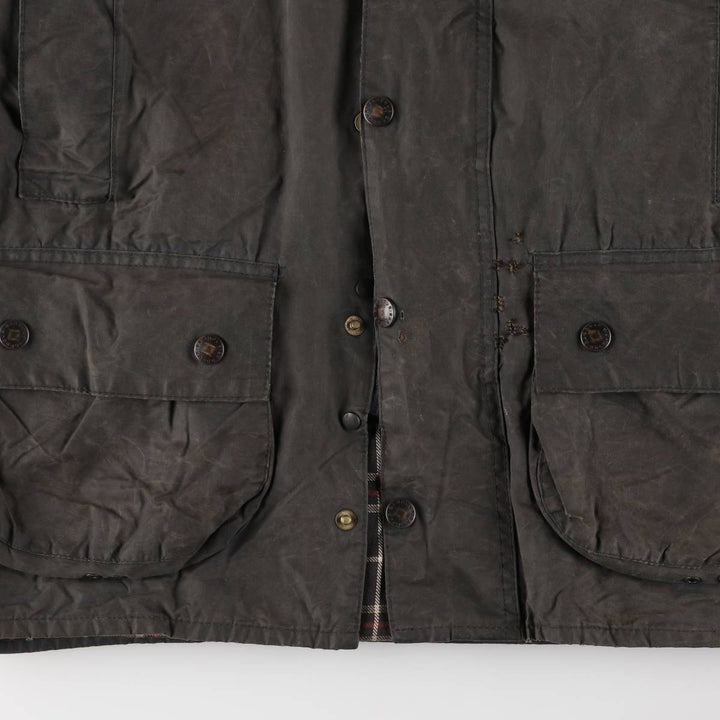 1990'S Barbour Beaufort 3 Warrant Oiled Hunting Jacket, Made in England, C38, Men's Size M cotton gray type Vintage Second Hand
