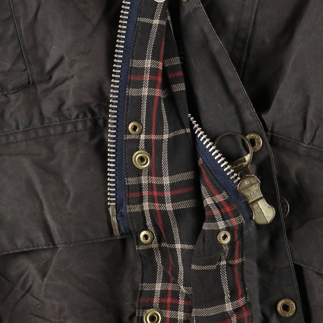 1990'S Barbour Beaufort 3 Warrant Oiled Hunting Jacket, Made in England, C38, Men's Size M cotton gray type Vintage Second Hand